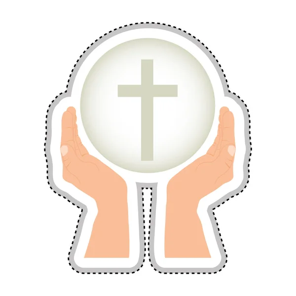 Crucifixo ícone cristão ou católico imagem — Vetor de Stock
