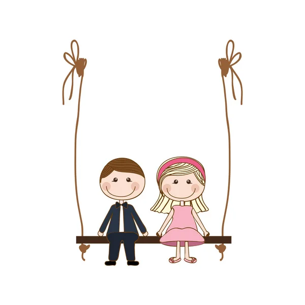 Romantic couple cute cartoon icon image — Stock Vector