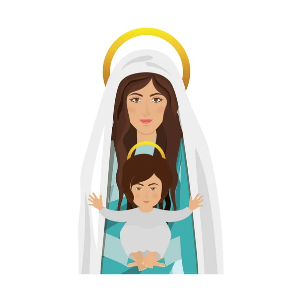 Jungfru Maria och baby Jesus — Stock vektor