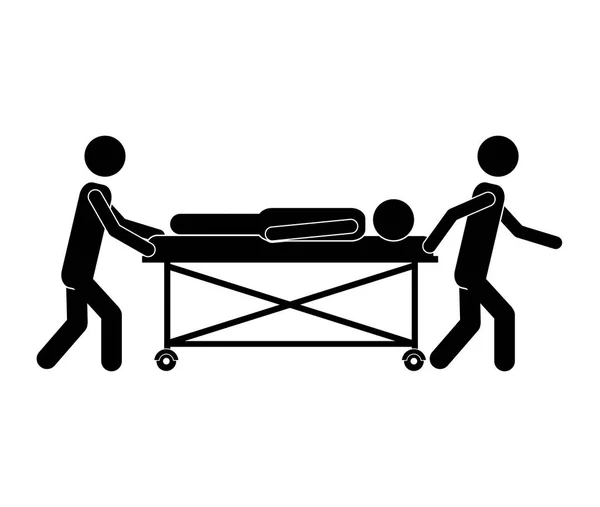 Paciente acostado en una cama de hospital — Vector de stock