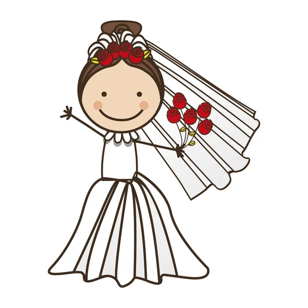 Novia icono de dibujos animados imagen — Vector de stock