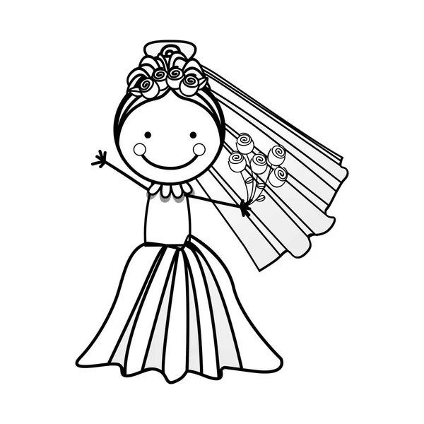 Gambar ikon kartun pengantin - Stok Vektor
