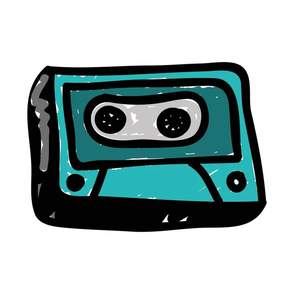 Cassette audio image icône doodle — Image vectorielle