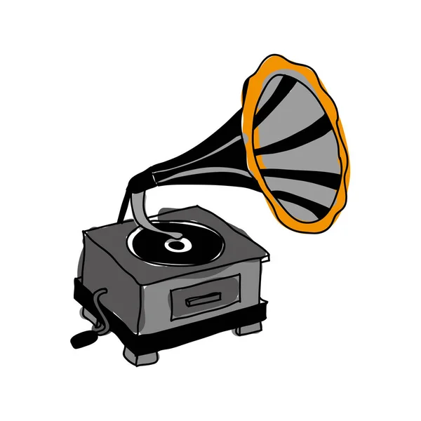 Gramophone retro pictogramafbeelding — Stockvector