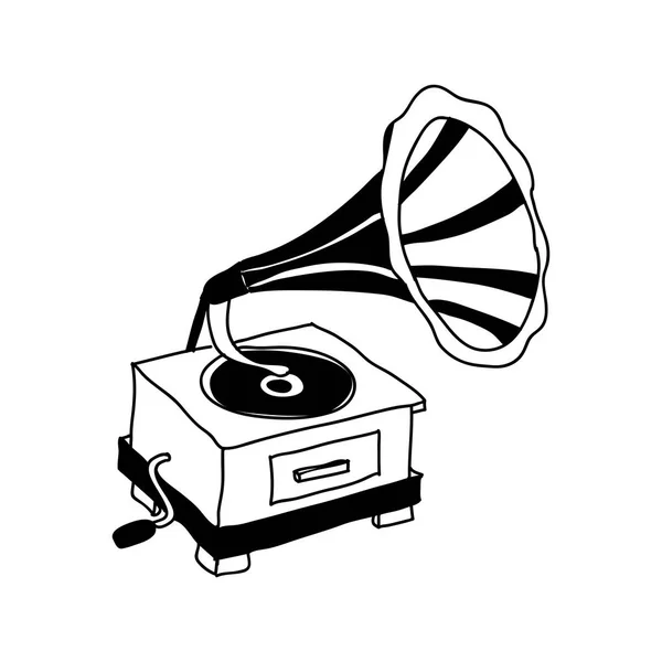 Gramophone retro pictogramafbeelding — Stockvector
