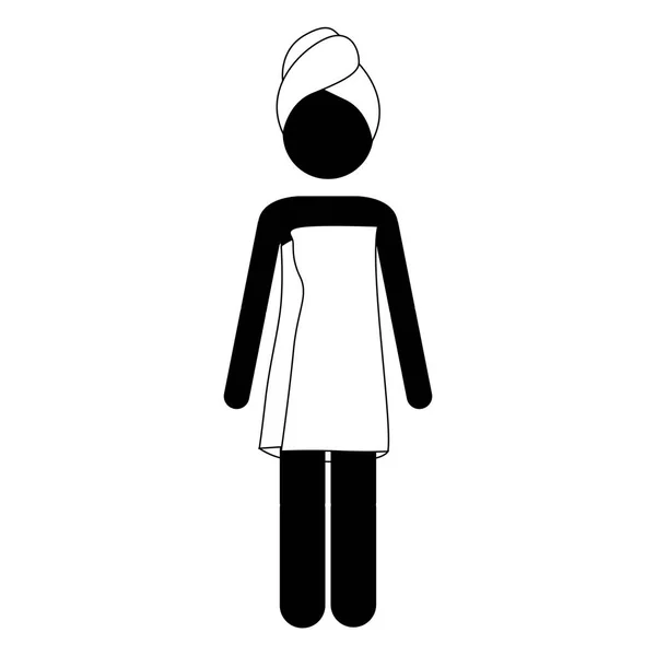 Frau mit Handtuch-Ikone — Stockvektor