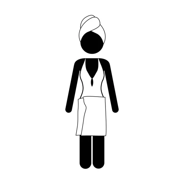 女性の身に着けているタオル アイコンの画像 — ストックベクタ