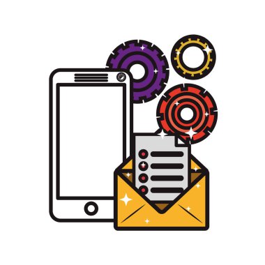 Internet ilgili simgeler resim ile modern cep telefonu