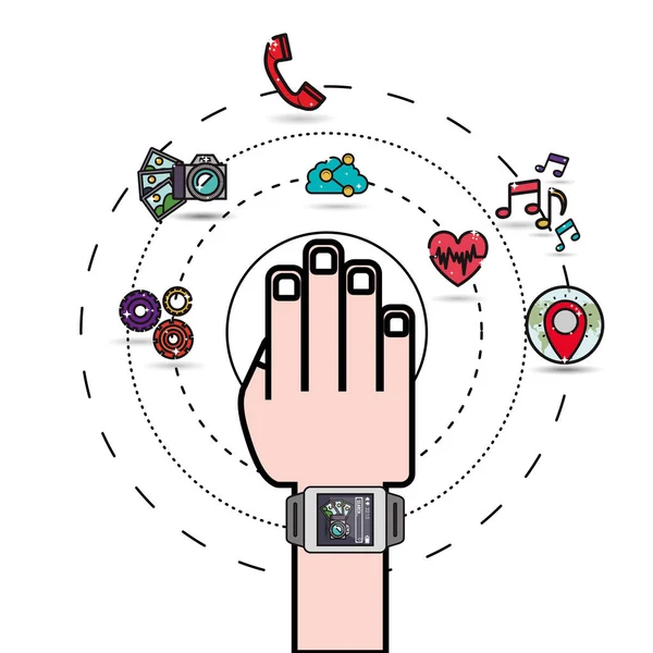 Imagem de ícone smartwatch tecnologia wearable — Vetor de Stock