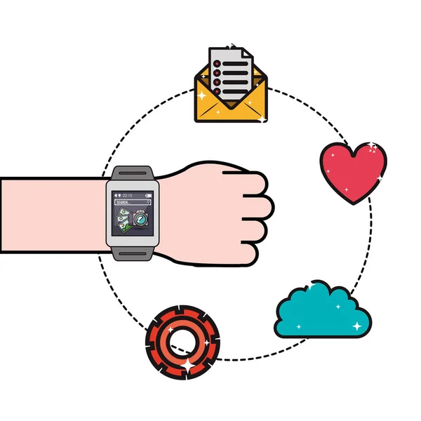 Imagem de ícone smartwatch tecnologia wearable — Vetor de Stock