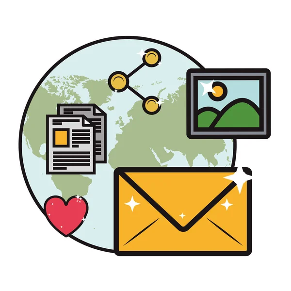 Message envelope and communications related icons image — Stock Vector