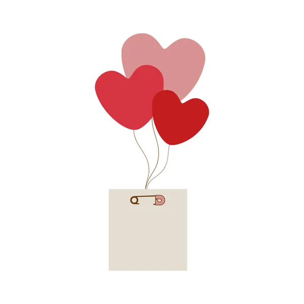 Globos del corazón llevando imagen del icono del paquete relacionado con bebé — Vector de stock