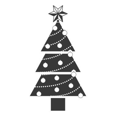 Noel ağacı ile tek renkli siluet