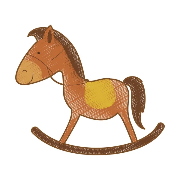 Icono de caballo de madera imagen — Vector de stock
