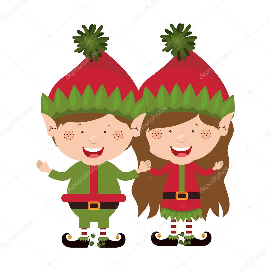 Download Color image with couple of christmas gnome children ...