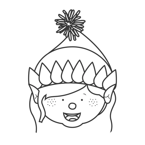 Contour avec gnome fille tête — Image vectorielle