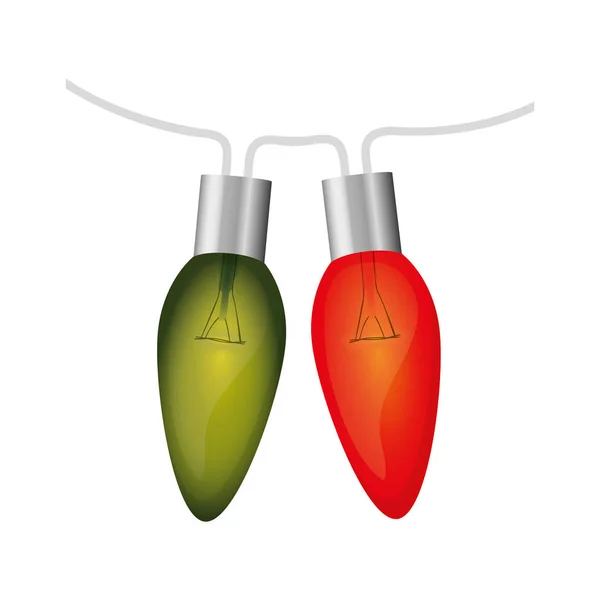 Bild mit Glühbirne hellgrün und rot Weihnachten hängen — Stockvektor