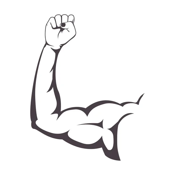 Silhouette muscular arm with a clenched fist — Stock Vector
