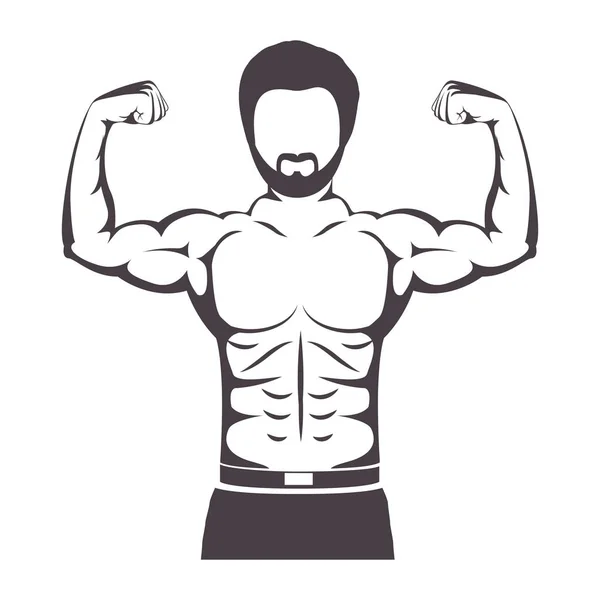 Silhouette half body muscle man — Stock Vector