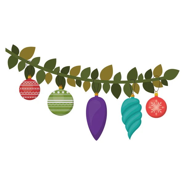 Boże Narodzenie oddział z kolorowe girlandy — Wektor stockowy