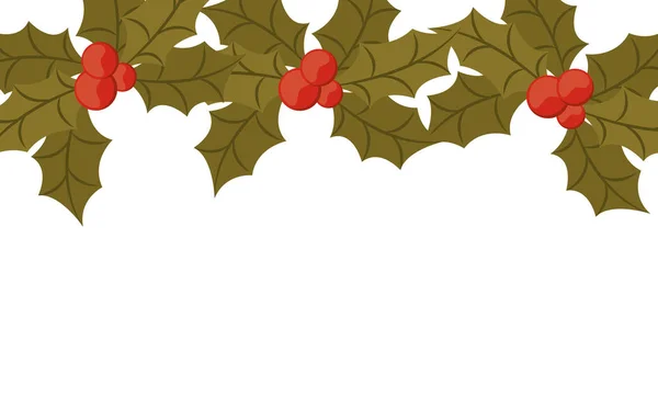 Орнамент с листьями Рождество и ягоды — стоковый вектор