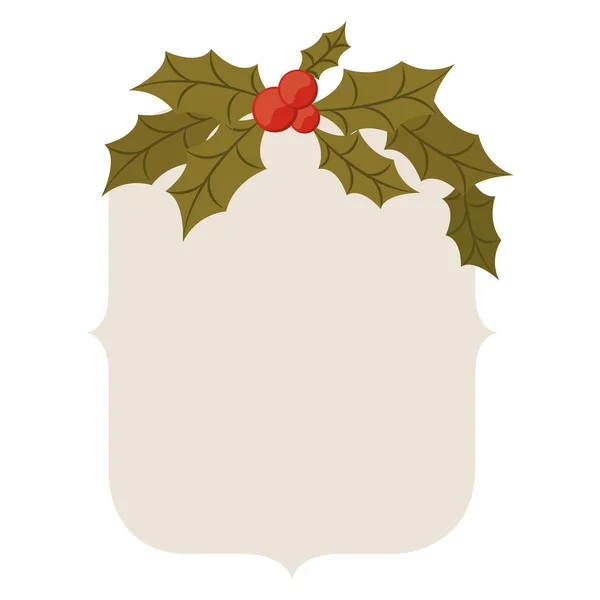 Bordure ornementale avec feuilles Noël et berrys — Image vectorielle