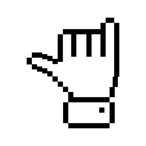 Περίγραμμα pixelated χέρι με ροκ σύμβολο — Διανυσματικό Αρχείο