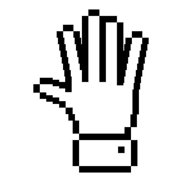 Svart kontur pixelated öppen hand — Stock vektor