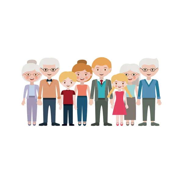 Grand-parents parents et enfants dessins animés design — Image vectorielle