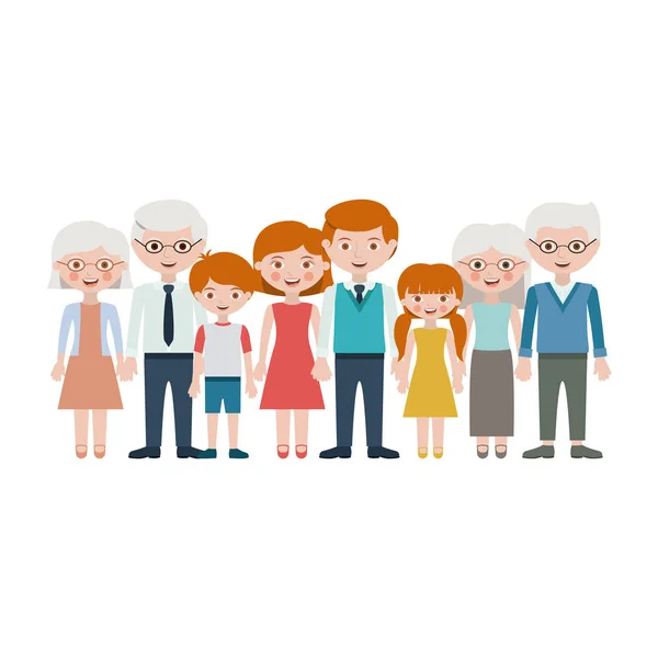 Grandparents parents and kids cartoons design — Stock Vector