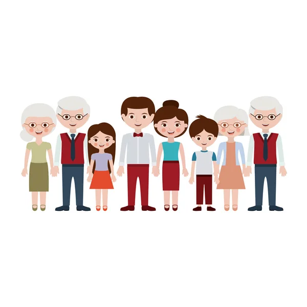 Grand-parents parents et enfants dessins animés design — Image vectorielle