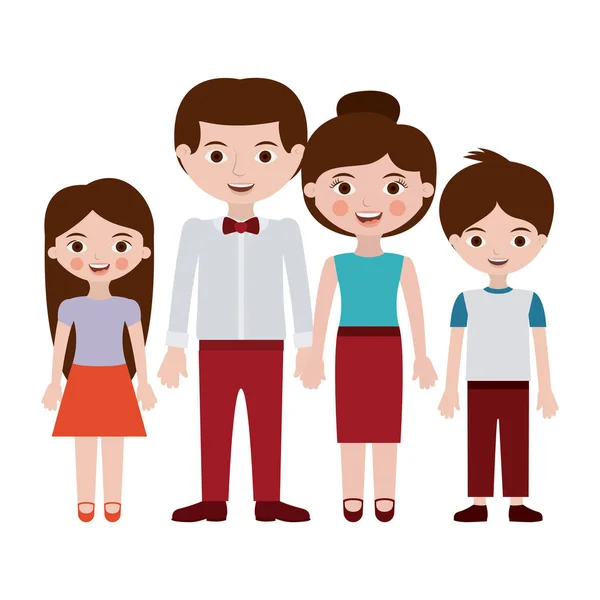 Ouders dochter en zoon cartoon design — Stockvector