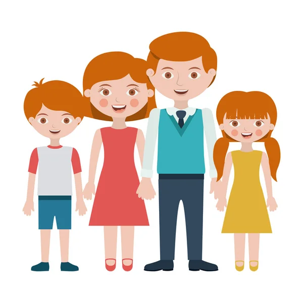 Ouders dochter en zoon cartoon design — Stockvector