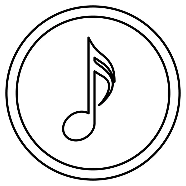 Nota de música aislada dentro del diseño del botón — Archivo Imágenes Vectoriales