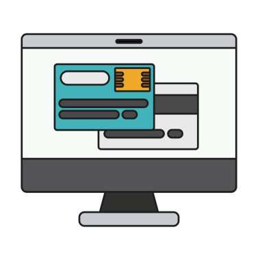 İzole kredi kartı ve bilgisayar tasarım