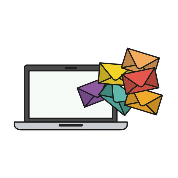 Envelope e laptop de design de comunicação — Vetor de Stock