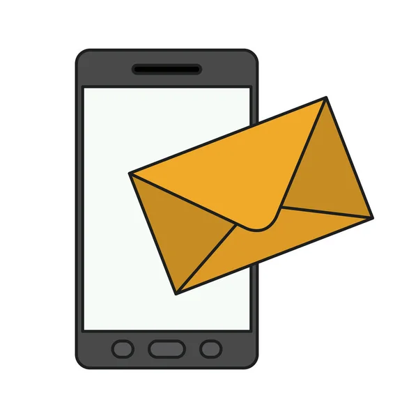 Enveloppe et smartphone de design de communication — Image vectorielle