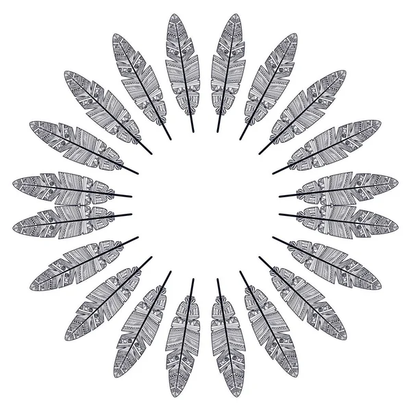 Pennacchio di piuma isolata e disegno del cerchio — Vettoriale Stock