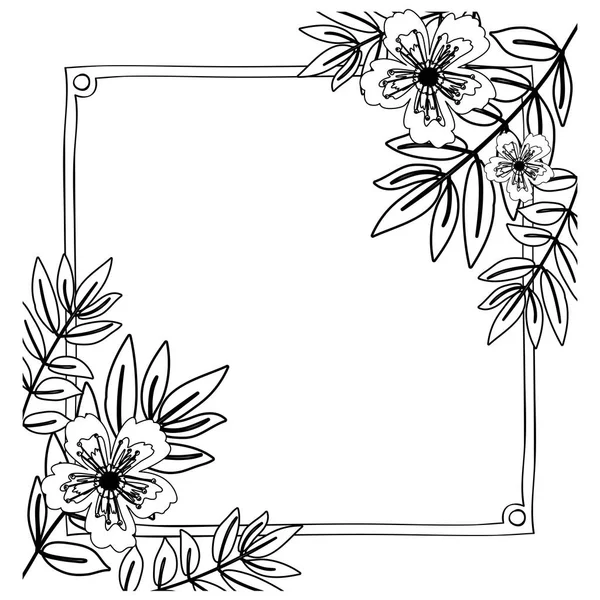 Isolated flowers frame decoration design — Stock Vector