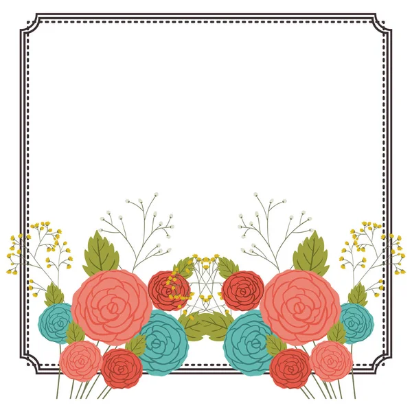 孤立的花朵框架装饰设计 — 图库矢量图片