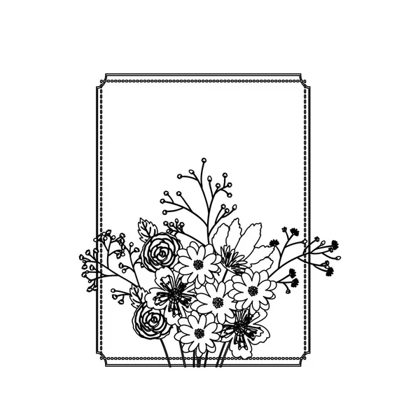 Kwiaty na białym tle ozdoba budowa ramy — Wektor stockowy