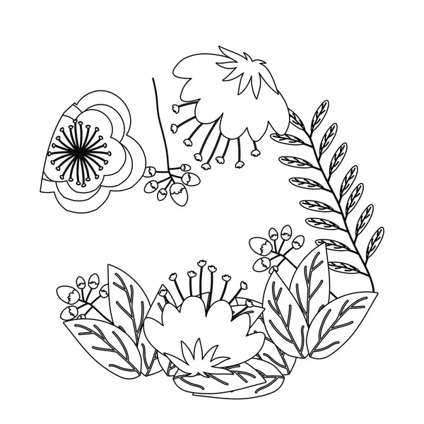 Isolé fleurs décoration silhouette design — Image vectorielle