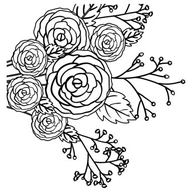 İzole çiçek dekorasyon siluet