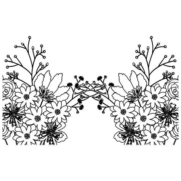Isolerade blommor silhouette dekoration design — Stock vektor