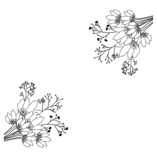 Izolované květiny silueta dekorace design — Stockový vektor