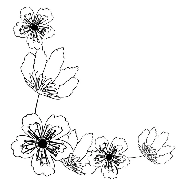 Изолированные цветы силуэт дизайн украшения — стоковый вектор