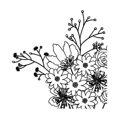 İzole çiçek dekorasyon siluet