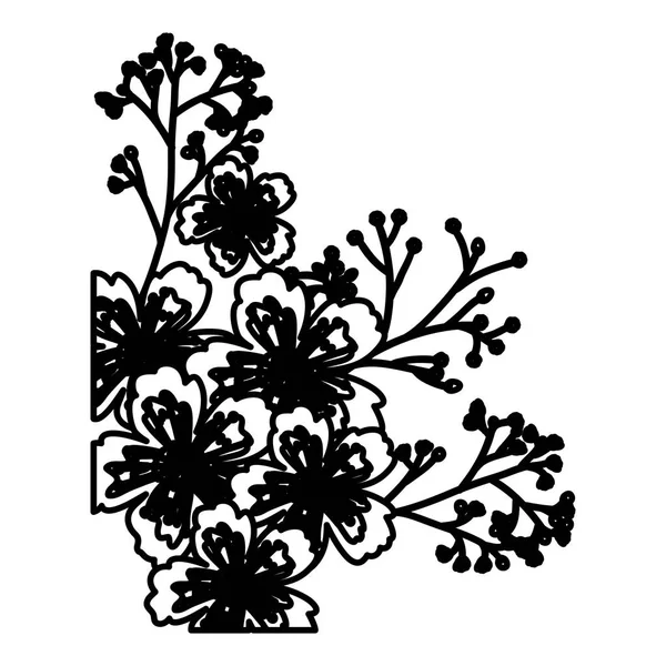 Isolato design decorazione silhouette fiori — Vettoriale Stock