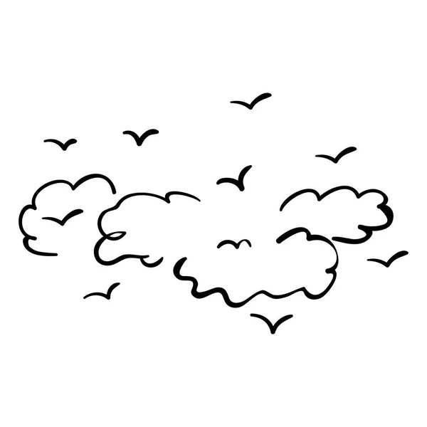 Diseño de nubes y aves aisladas — Vector de stock