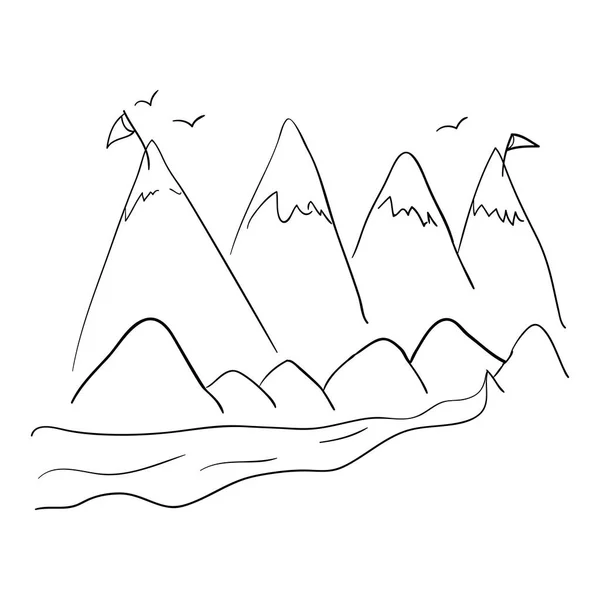 Berge und Vögel gestalten — Stockvektor